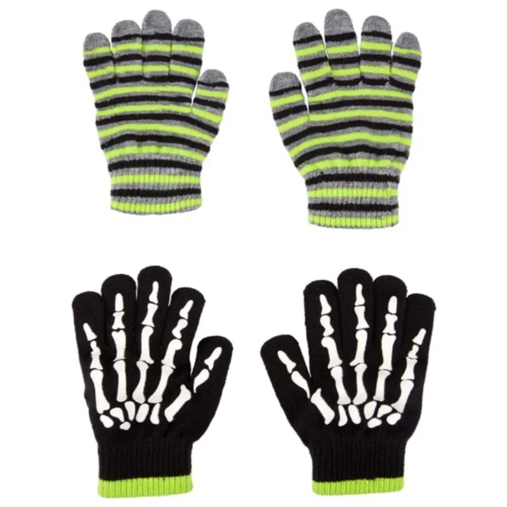 Carter’s Boys Skeleton Glow in the Dark and Striped Gloves Set